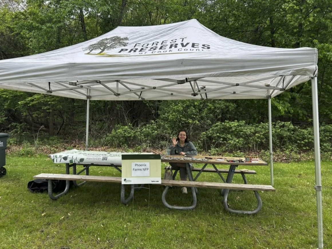 Phoenix Farms table under a canopy at Eggers Grove
